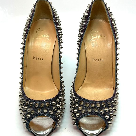 🌷❤️‍🔥SPRING SALE 🔥 FINAL PRICE🌷💥Christian Louboutin Flo 120 Holographic 37 - Picture 2 of 7